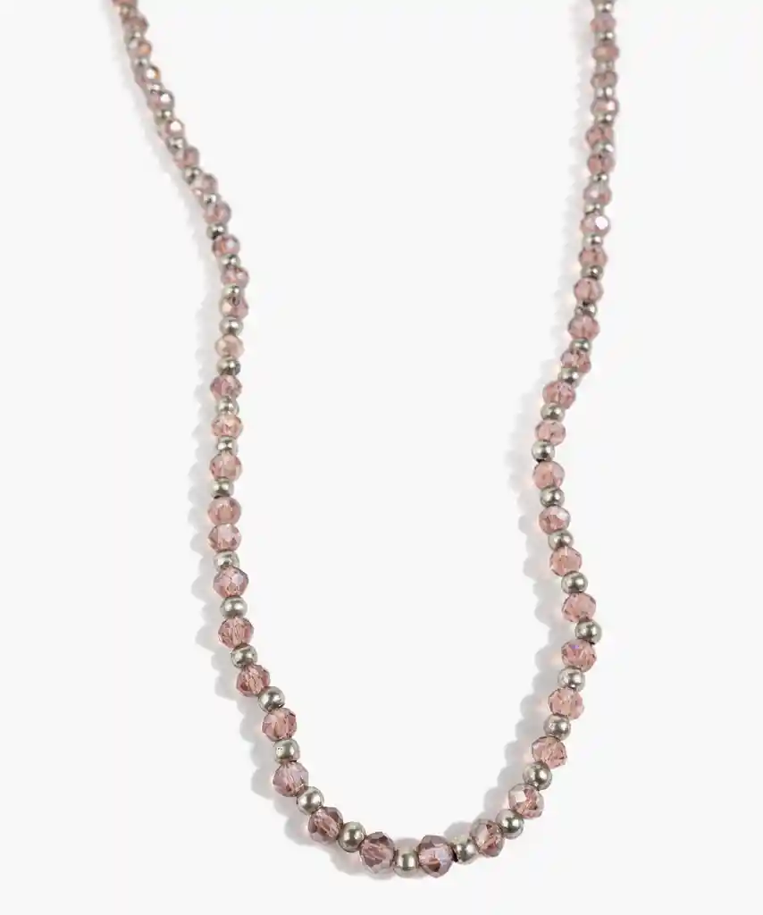 Collar Mujer Mostacillas Brillantes Plateado