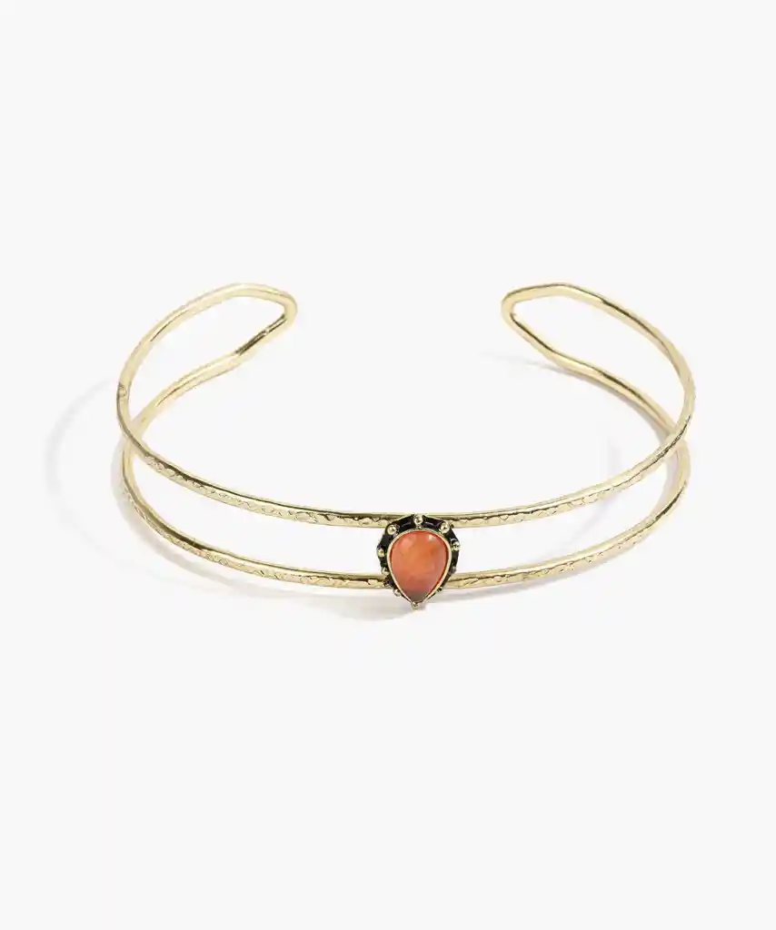 Collar Mujer Choker Piedra Dorado