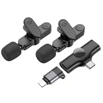 Borofone Micrófono Inalámbrico Lavalier 2 Piezas Tipo C Y Lightning Bfk12 Negro