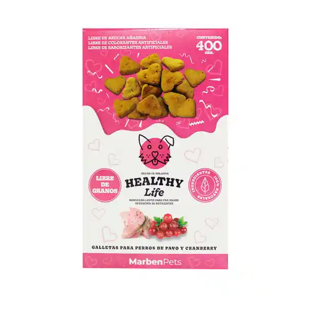 Snack Perros Marbenpets Healthy Life Galletas Pavo Y Cranberry 400gr