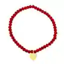 Pulsera Elásticada Cristales Rojo Corazón Enchapado Oro 18k