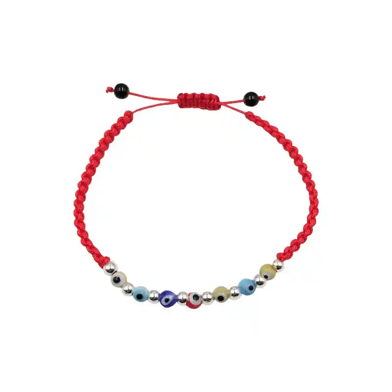 Pulsera Ojos Turcos Colores Cordón Rojo