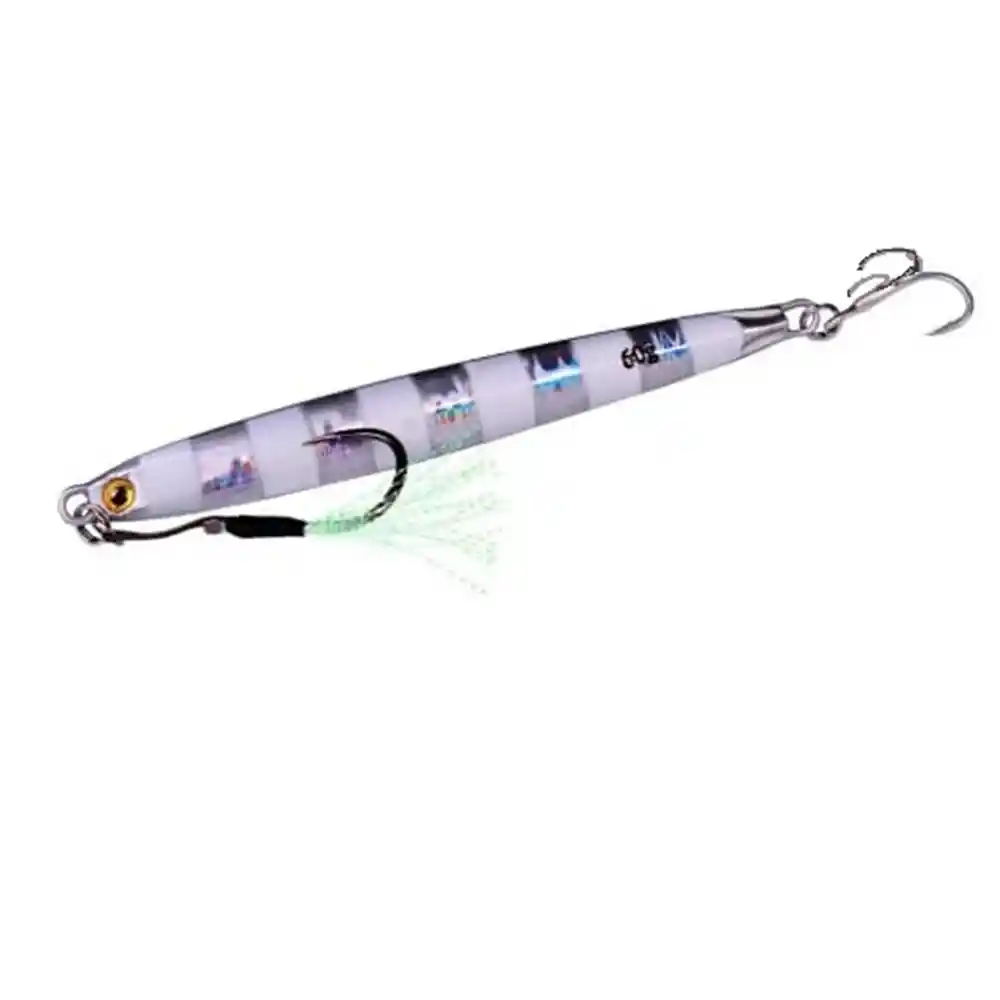 Señuelo Silstar Jig 10cms 30gr Plomo/fibra Gris Zebra