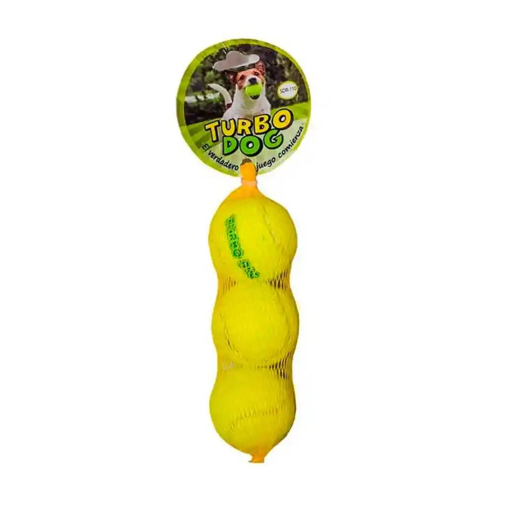 Set 3 Mini Pelotas Tenis Turbo Dog Unid