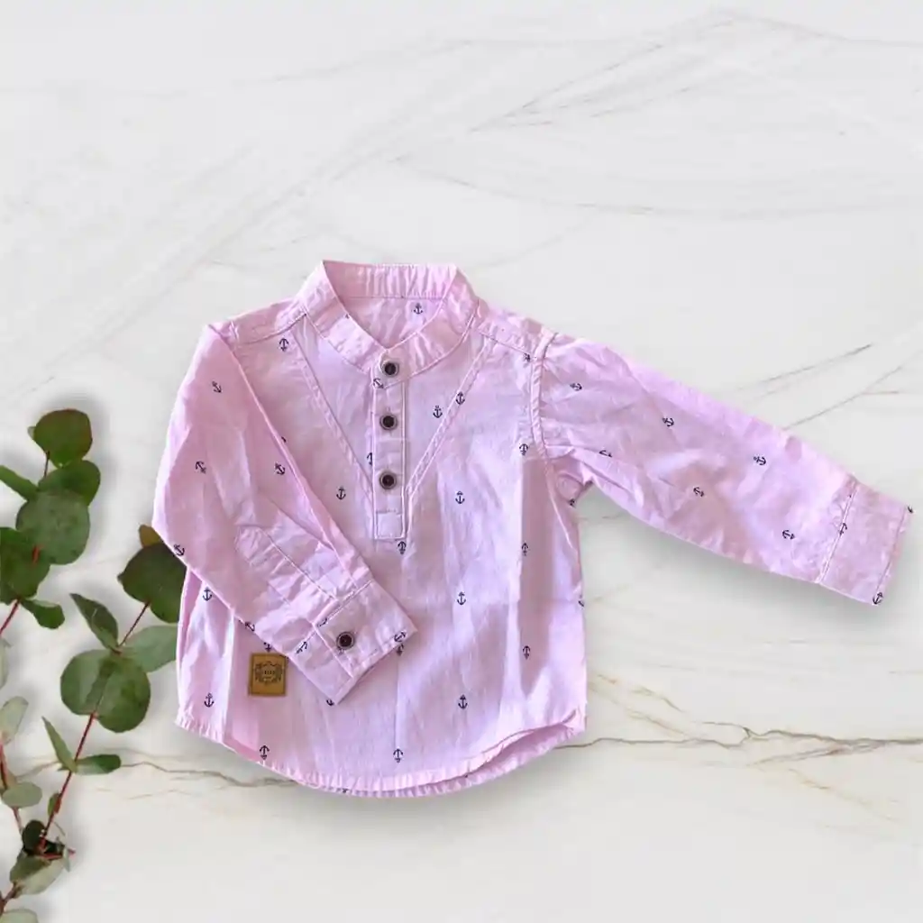 Camisa Ancla Rosada Talla 9/12 Meses