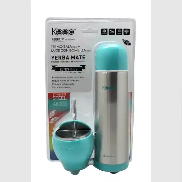 Set Mate + Termo Bala Turquesa Keep