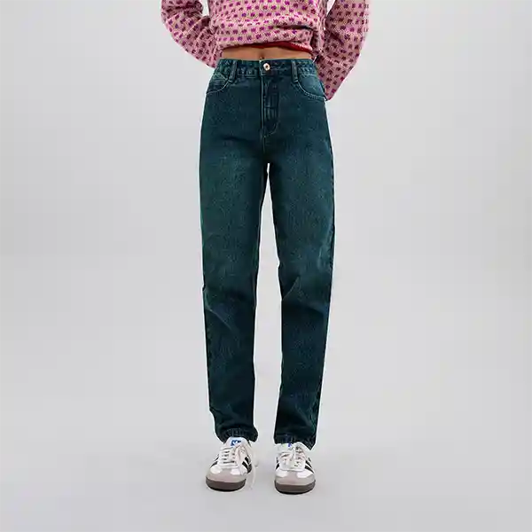 Pants Mom Denim Verde Oxidado 44