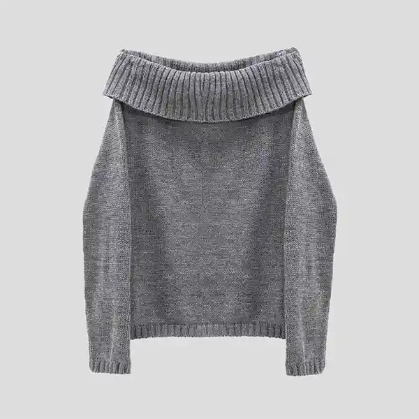 Sweater Hombro Descubiertos Gris S