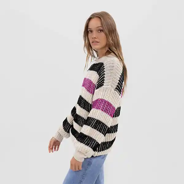 Sweater Rayado Ecru Xs