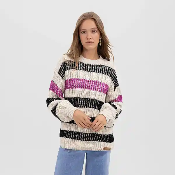 Sweater Rayado Ecru S