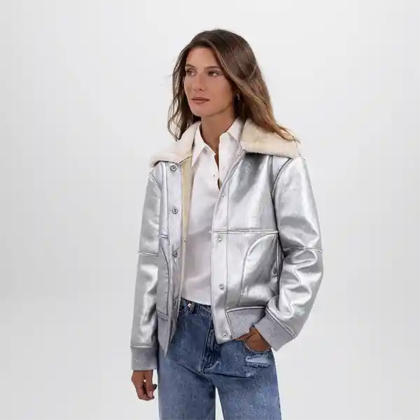 Chaqueta Sherpa Plateada M