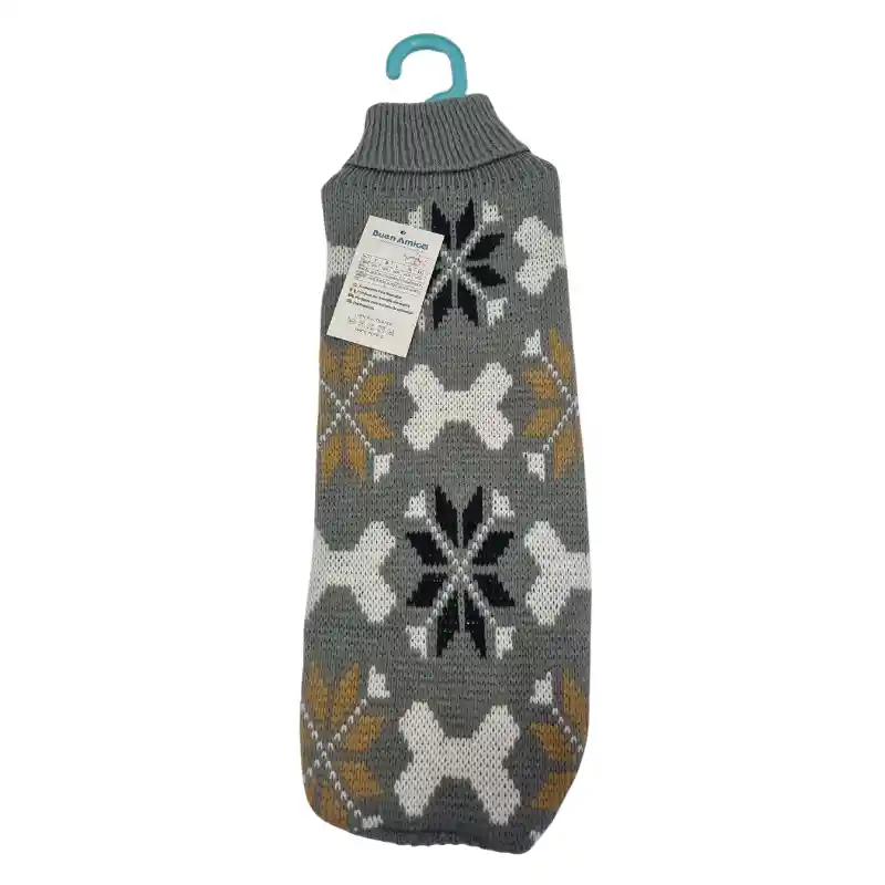 Ropa Para Perros Lana Para El Frio Capas Para Macotas Talla L (huesitos Gris)