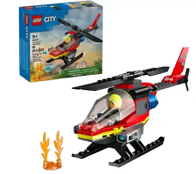 Lego City Helicóptero De Rescate De Bomberos 85 Piezas 60411