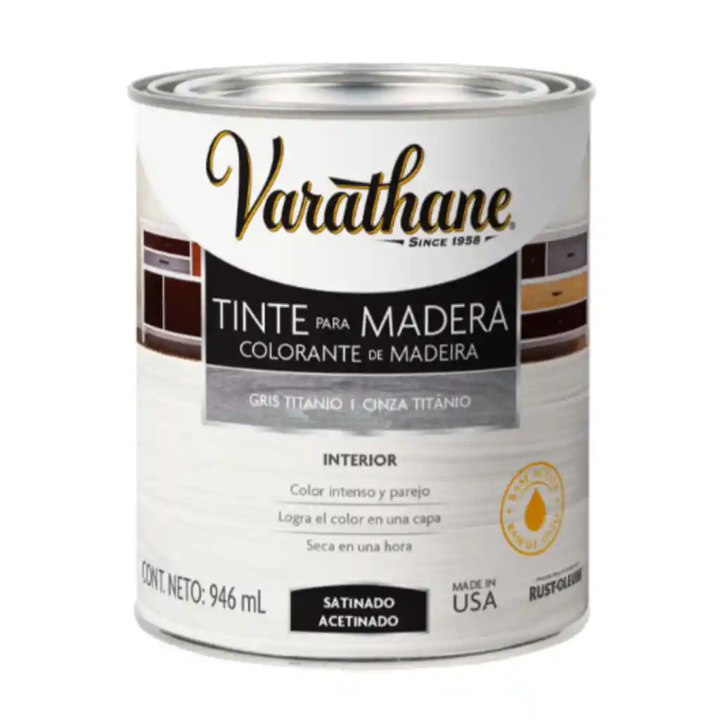 Tinte Para Madera Satinado Gris Titanio