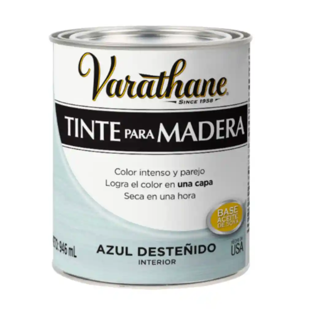 Tinte Para Madera Satinado Azul Desteñido