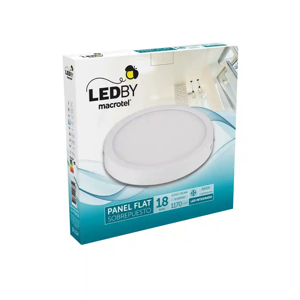 Panel Led Slim Sobrepuesto Cuerpo De Aluminio Luz Fria 6500k 18w