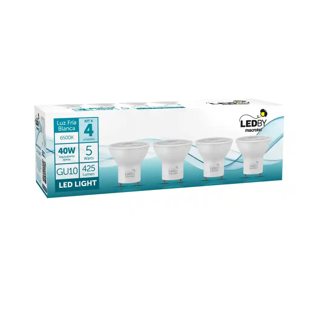 Ampolletas Led Gu10 Luz Fria 6500k 5w Kit