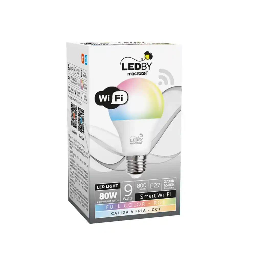 Ampolleta Led Inteligente E27 Wifi Full Color Rgb 9w