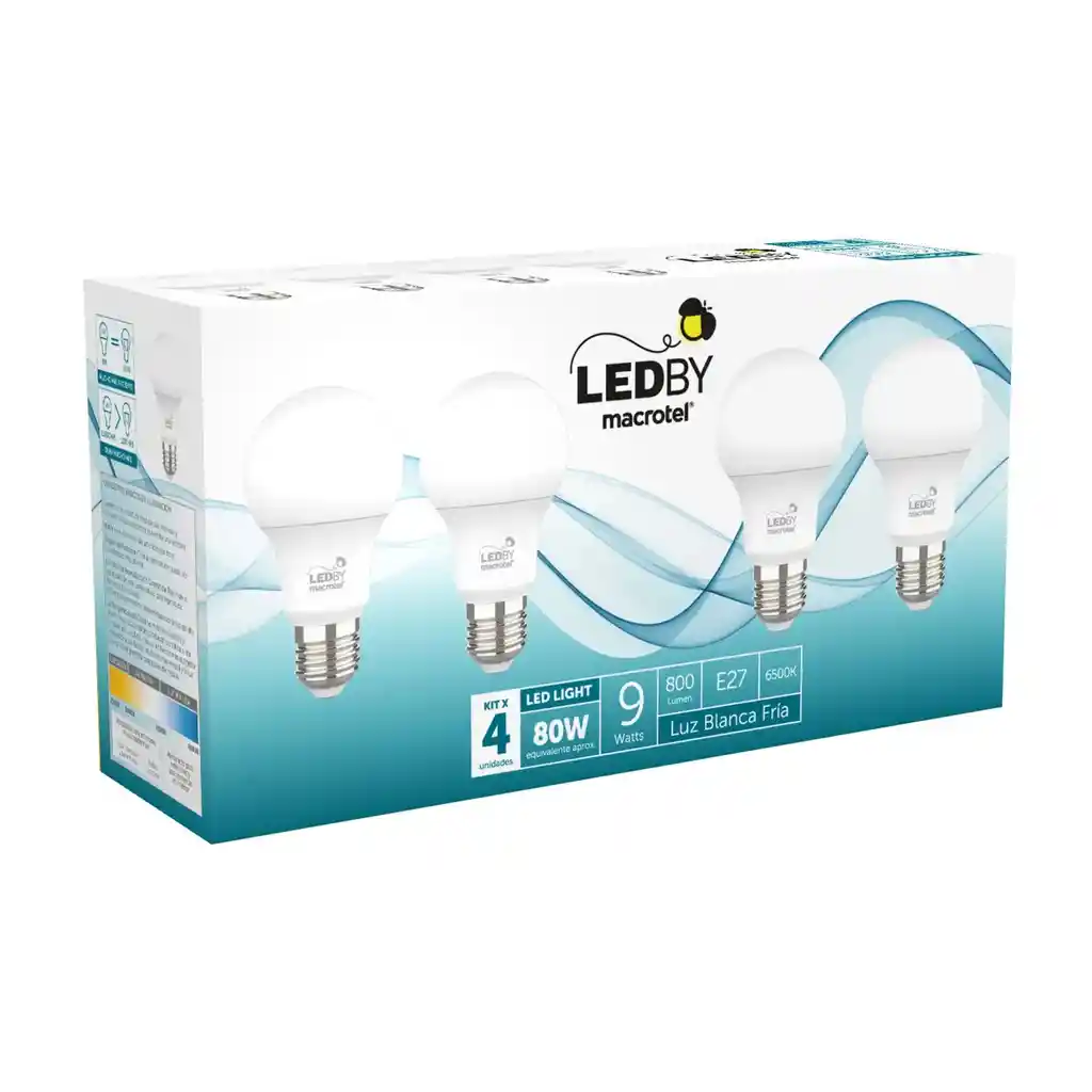 Ampolletas Led E27 Luz Fria 6500k 9w Kit