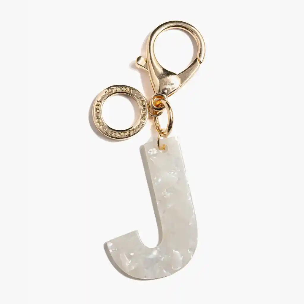 Llavero Mujer Letra J Blanco