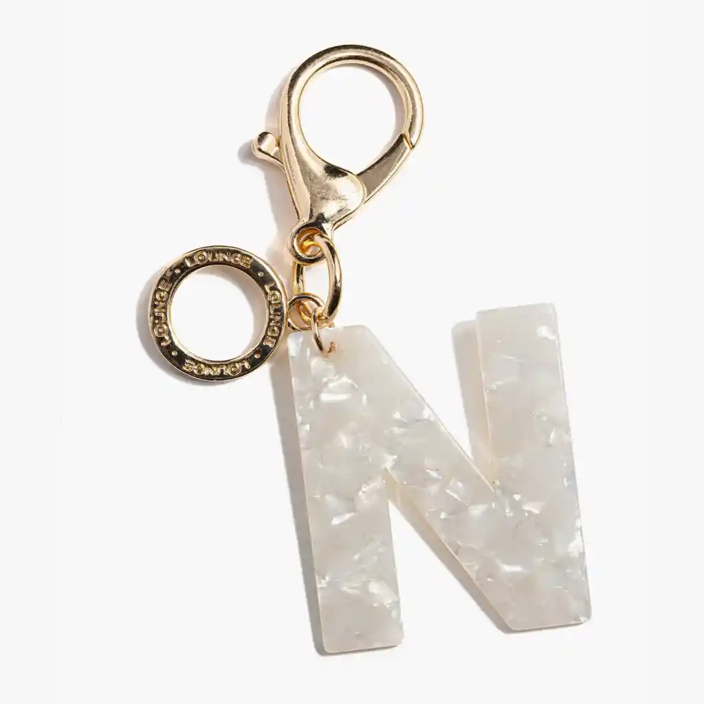 Llavero Mujer Letra N Blanco