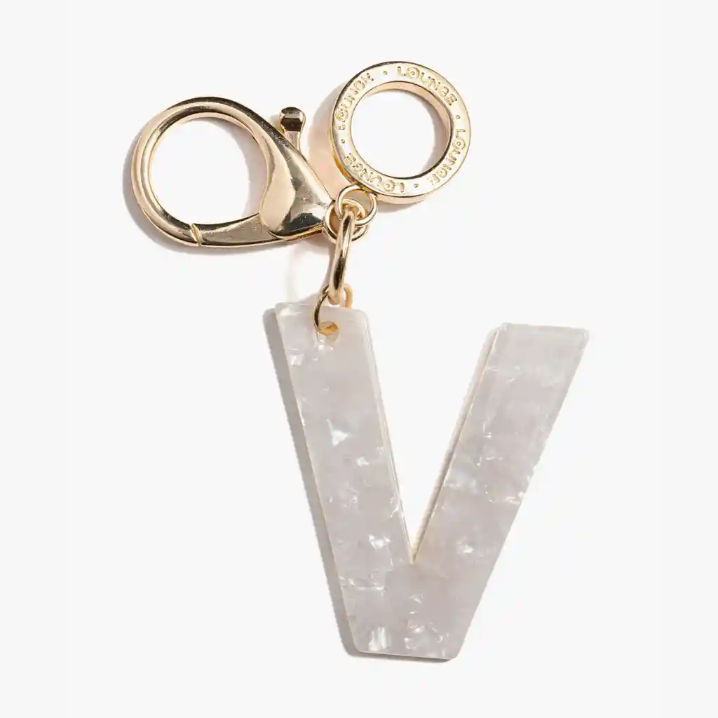 Llavero Mujer Letra V Blanco