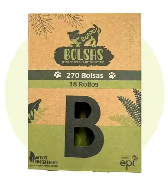 Bolsas Biodegradables, 18 Rollos, 270 Bolsas