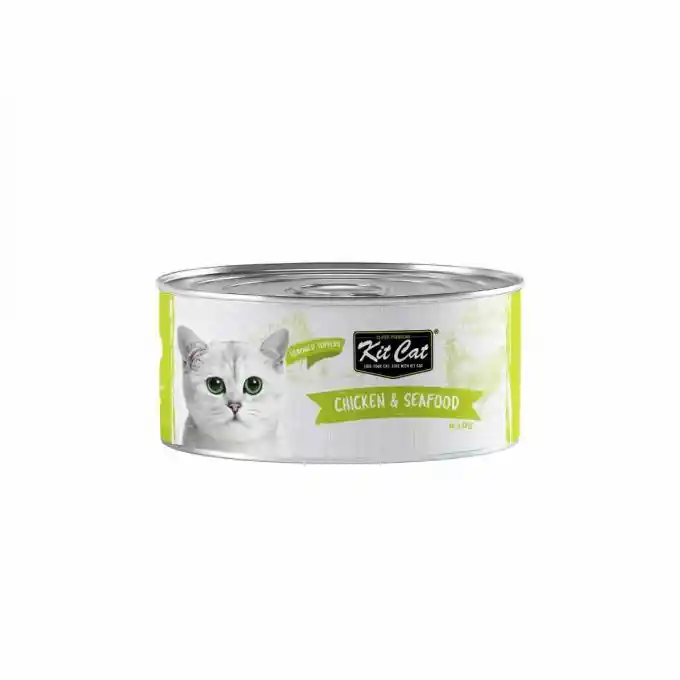 Kit Cat - Deboned Toppers - Alimento Para Gatos Pollo Y Mariscos Lata 80g