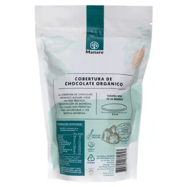 Manare - Cobertura 70% Cacao Orgánico 400g