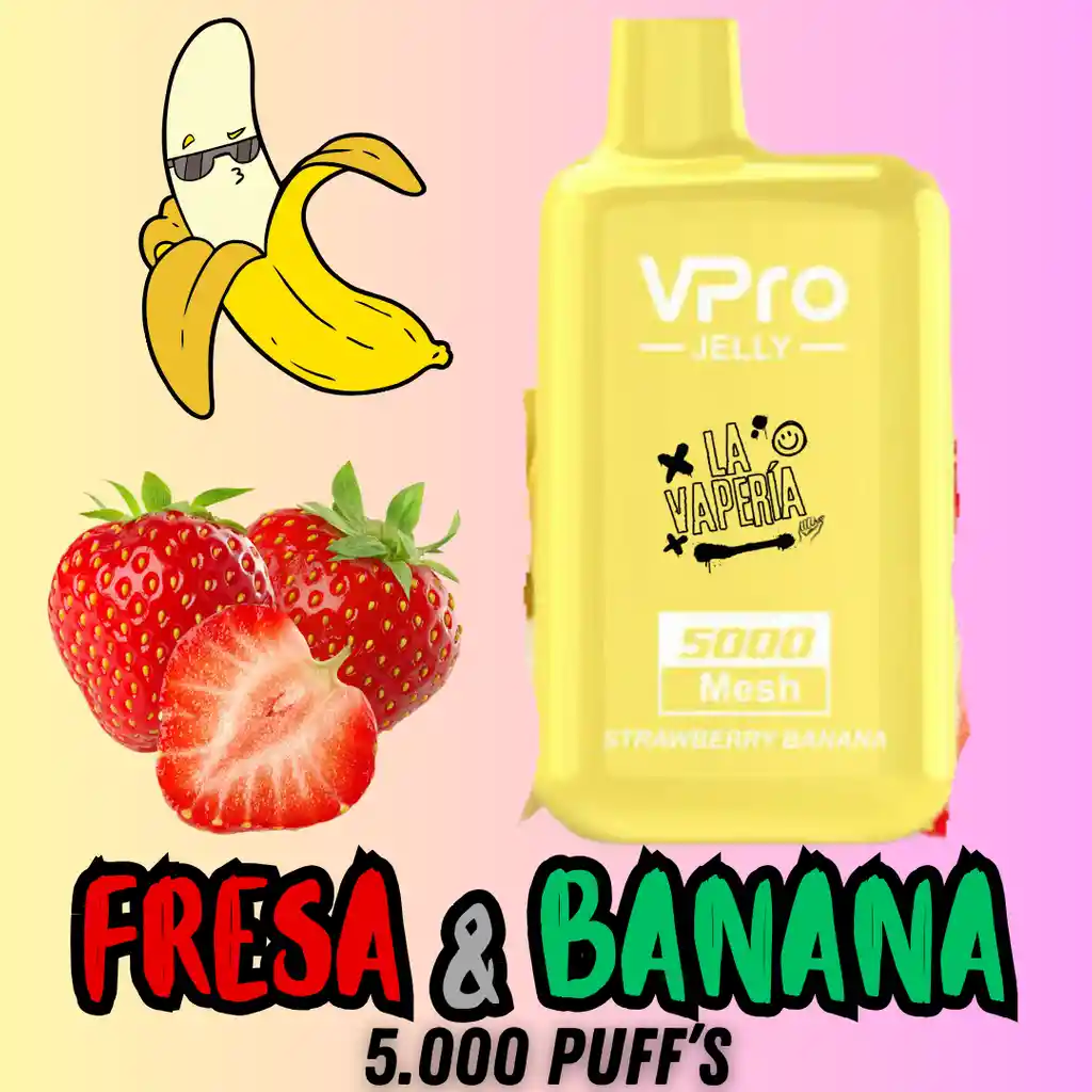 Vaper Desechable Vpro Strawberry Banana 5.000 Puffs