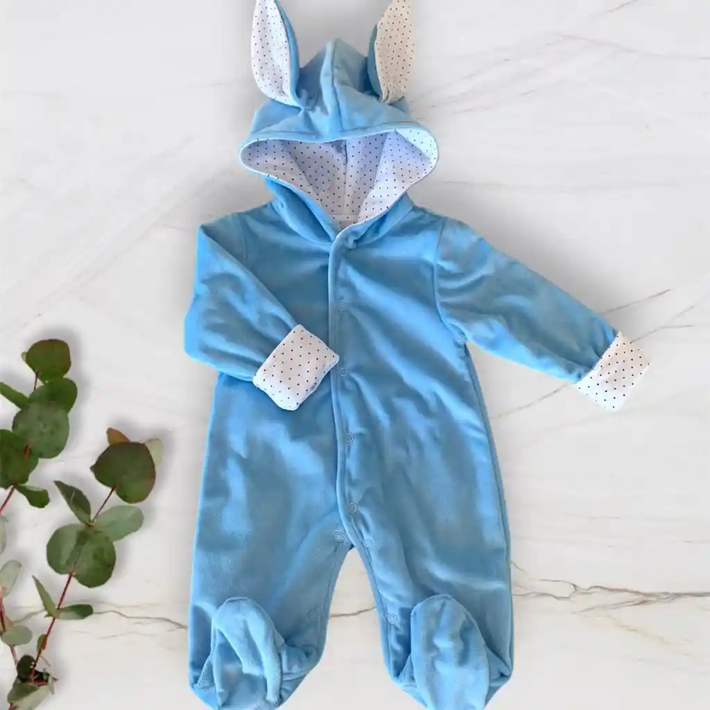 Enterito Plush Conejo Celeste Talla 3/6 Meses