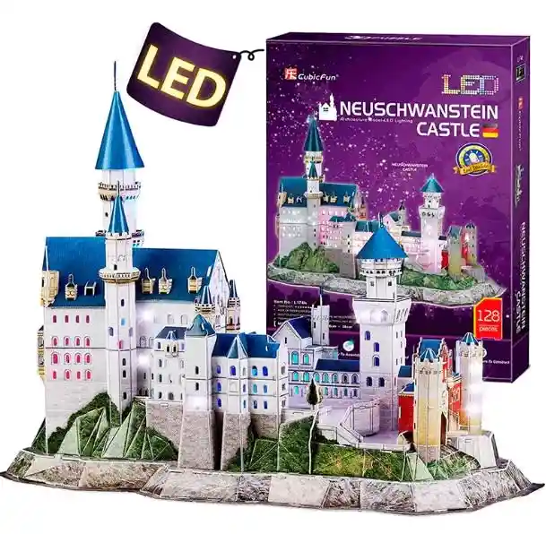 Cubicfun 3d Puzzle Neuschwanstein Castle Led 128 Piezas