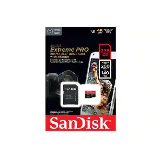 Micro Sd Sandisk Extreme Pro 256gb R200w140 Sdsqxcd - 256g