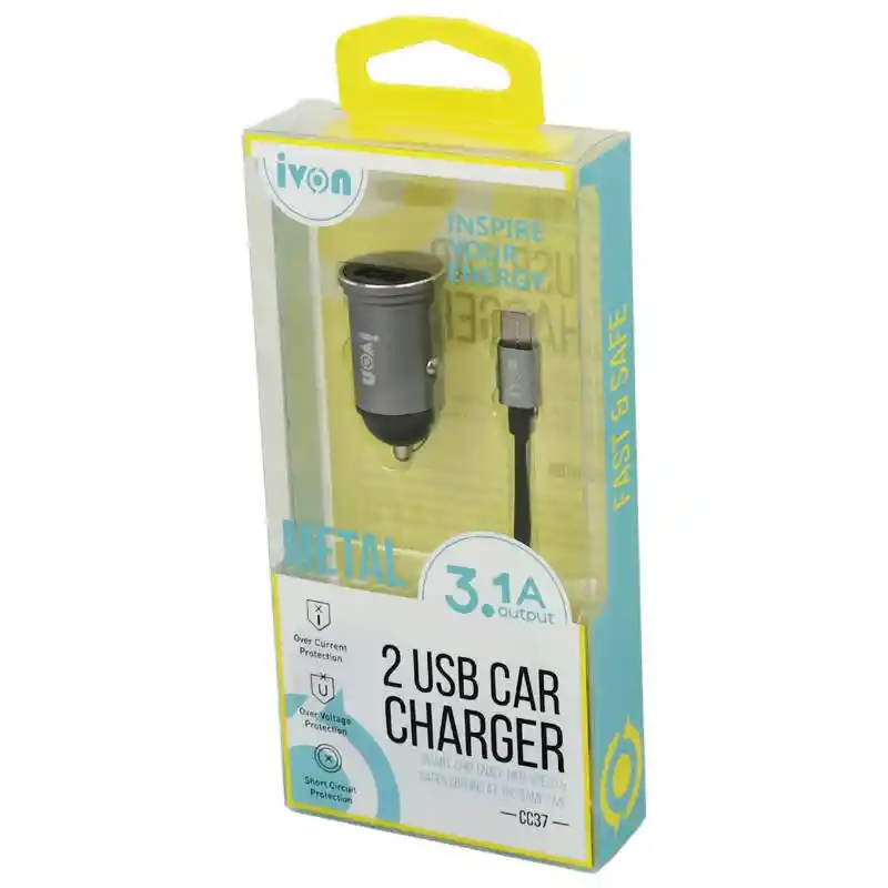 Kit De Carga De Auto Micro Ivon Cc37 Metal