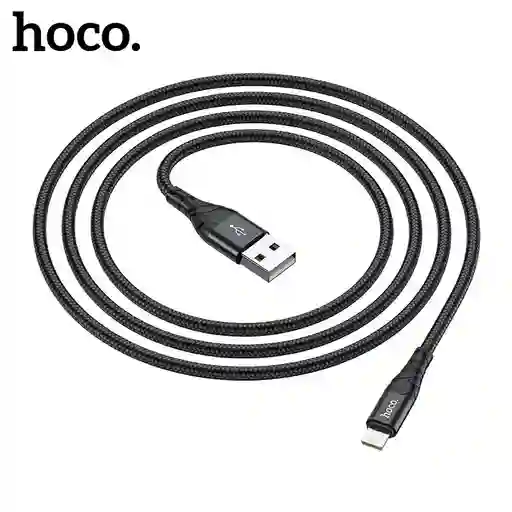 Cable Carga Du02 Plus Hoco Usb- Iphone De 2 Mts Carga Rapida 3amp Negro, Cable Trenzado