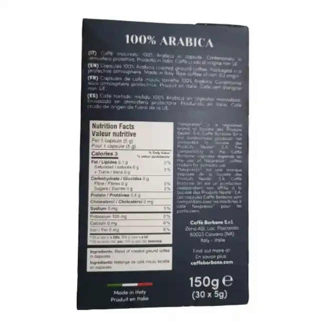 Café Borbone 100% Arábica 30 Cápsulas Compatibles Nespresso®