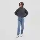 Sweater Cuello Medio Cierre Gris Xs