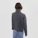 Sweater Cuello Medio Cierre Gris Xs