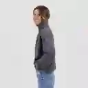 Sweater Cuello Medio Cierre Gris Xs