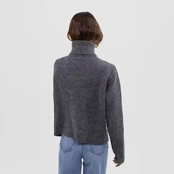 Sweater Cuello Medio Cierre Gris S