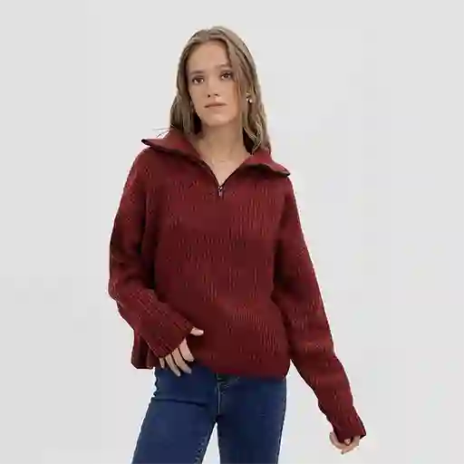 Sweater Cuello Medio Cierre Cherry Xs