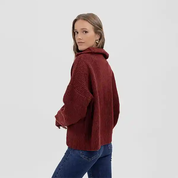 Sweater Cuello Medio Cierre Cherry L