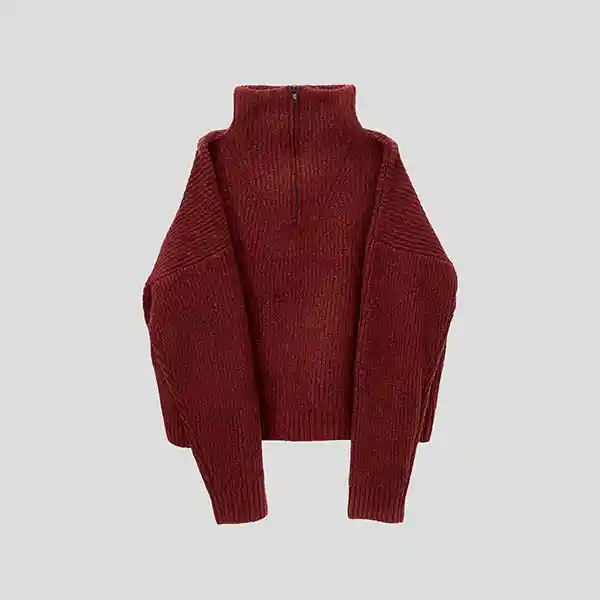 Sweater Cuello Medio Cierre Cherry L