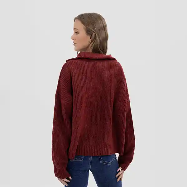 Sweater Cuello Medio Cierre Cherry L