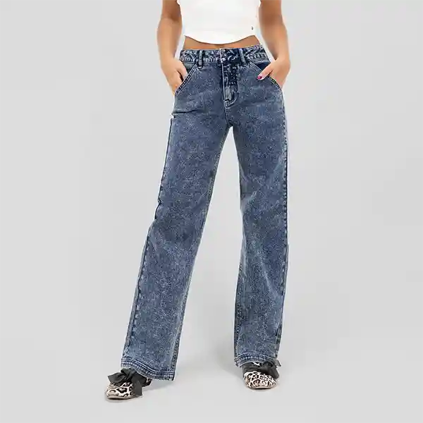 Pants Recto Pierna Ancha Azul 34