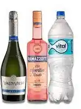 Promo Ramazzotti + Agua Con Gas Vital 1.6l + Espumante Brut + Hielo 1k