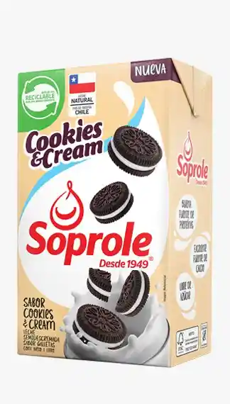 Leche Sabor Cookies Cream Semidescremada Sabor Galletas 1l