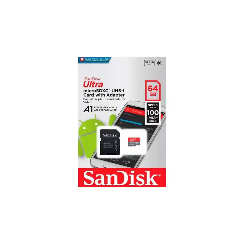 Tarjeta De Memoria Sandisk Ultra Micro Sdxc 64gb Clase 10