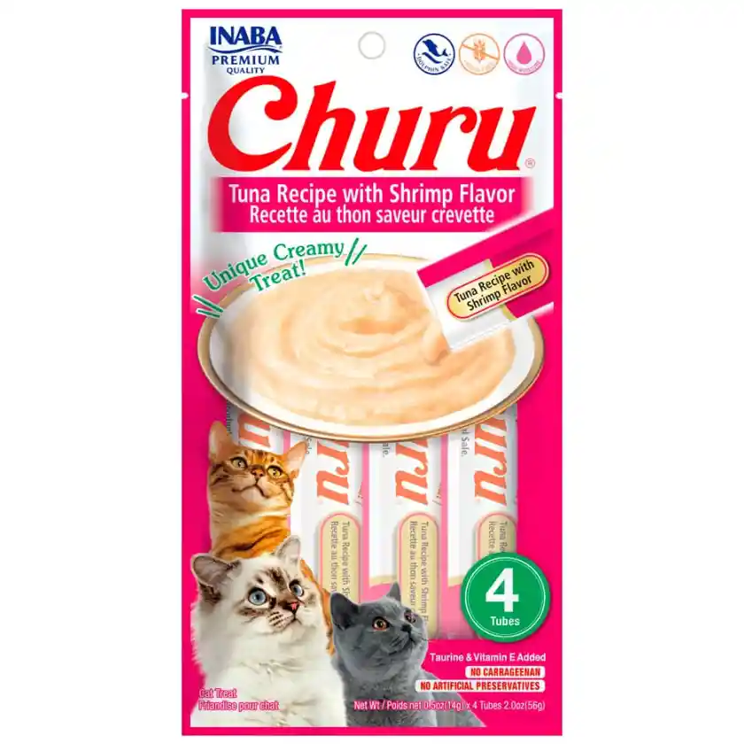 Snack Gatos Churu Atun Con Camaron 56gr