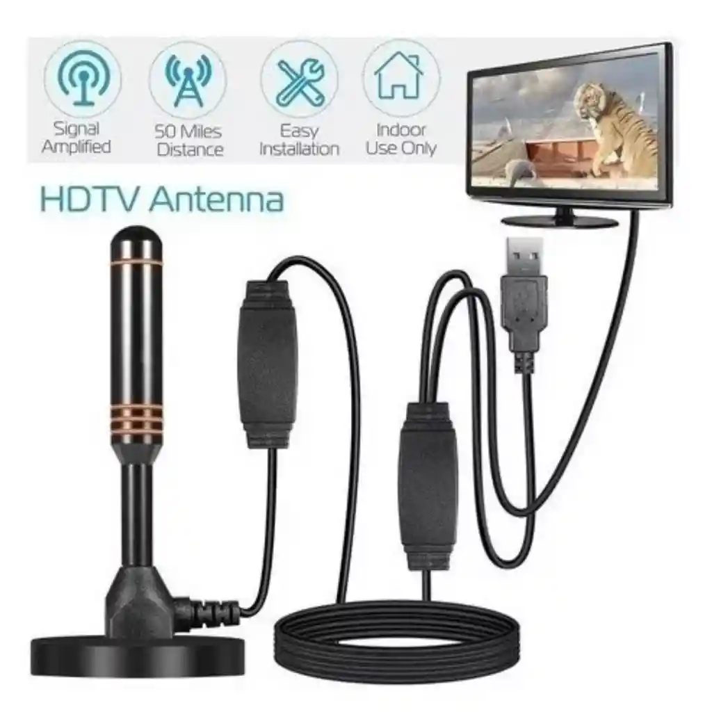 Antena Hdtv Digital Con Amplificador De Señal Ultra 49855